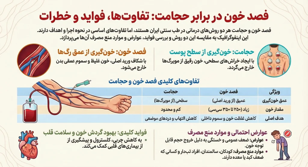 فصد خون چیست؟ فواید و مضرات آن فصدخون اینفوگرافیک